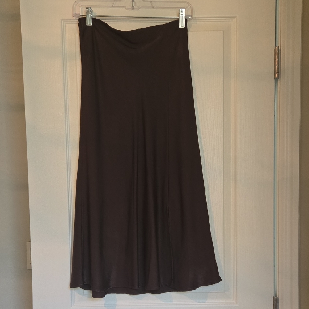 Satin Brown Midi Skirt
